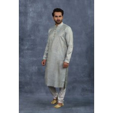 Grey and Cream Indian Mens Kurta Pajama Ethnic Wedding Dress