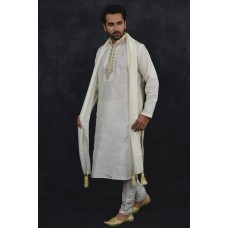 Off White Embellished Kurta Pajama Indian Wedding Dress For Men