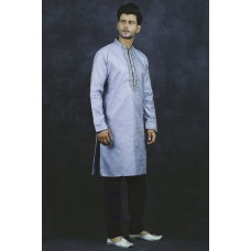 Grey & Navy Blue Kurta Pajama Indian Traditional Menswear