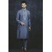 Dark Grey Embroidered Kurta Indian Men's Pajama Suit