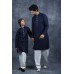 Navy Blue & White Mens Kurta Shalwar Pakistani Menswear