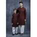 Dark Maroon & White Kurta Shalwar Pakistani Menswear Suit