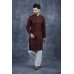 Dark Maroon & White Kurta Shalwar Pakistani Menswear Suit