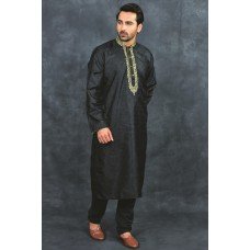 Black Embroidered Indian Mens Kurta & Pajama Designer Festive Suit