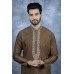 Brown Indian Designer Embroidered Kurta Pajama