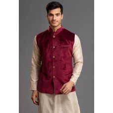 Maroon Waistcoat Pakistani Designer Velvet Outfit