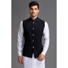 Black Velvet Waistcoat Indian Mens Casual Wear