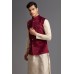 Maroon Waistcoat Pakistani Designer Velvet Outfit