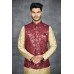 Maroon Waistcoat Jamawar Menswear