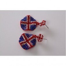 Dangling Crystal Union Jack Earrings 