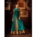TEAL AND GOLD PREMIUM SILK EMBROIDERED READY MADE DRESS (LARGE SIZE)