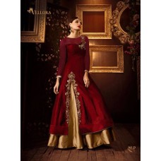RED AND GOLD PREMIUM SILK EMBROIDERED READY MADE DRESS (LARGE SIZE)