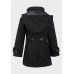 Black Wool Blend Hooded Girls Slim Fit Coat