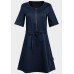 Blue Women's Denim Skater Dress