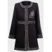 Black & Silver Embroidered A-Line Designer Ladies Coat