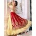 BUTTERMILK YELLOW AND RED WEDDING WEAR GEORGETTE & NET LONG ANARKALI SUIT