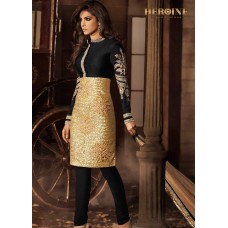 BLACK AND GOLD STRAIGHT CUT SUIT HR5033