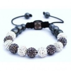 GREY AND SILVER WHITE UNISEX CRYSTAL BALL BRACELET