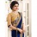 17701 BLUE AND GOLD KASEESH PRACHI GEORGETTE SAREE WITH HEAVY EMBROIDERED BLOUSE