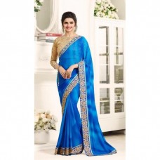 17707 NEBULAS BLUE KASEESH PRACHI GEORGETTE SAREE WITH HEAVY EMBROIDERED BLOUSE