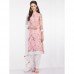 ID-03 SOFT PINK WHIITE PASTEL FLORAL PRINT READY MADE DRESS