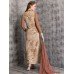 BROWN LONG DRESS WITH JACKET STYLE LAYERED BODICE (READY MADE)