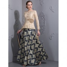 Cream Indian Designer Blouse Satin Maxi Skirt Party Outfit