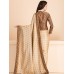 ZIDS-17 SUBTLE BEIGE SAREE WITH A JACKET STYLE FULL SLEEVES BLOUSE (READY MADE)