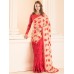 ZIDS-21 RED AND BEIGE HALF AND HALF PARTY WEAR READY MADE SAREE