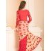 ZIDS-21 RED AND BEIGE HALF AND HALF PARTY WEAR READY MADE SAREE