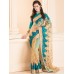ZIDS-20 BEIGE NET AND LACE SAREE WITH SILK FULL SLEEVE BLOUSE 