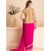 ZIDS-12 PLAIN PINK PARTY WEAR SAREE WITH STITCHED JACKET STYLE BLOUSE (READY MADE)