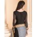 IDS-22 GREY AND BLACK HALF AND HALF SAREE WITH FULL SLEEVE BLOUSE