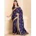 ZIDS-26 NAVY BLUE INDIAN DESIGNER PARTY WEAR SAREE WITH FULL SLEEVE BLOUSE