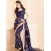 ZIDS-26 NAVY BLUE INDIAN DESIGNER PARTY WEAR SAREE WITH FULL SLEEVE BLOUSE