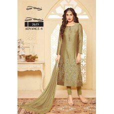 OLIVE GREEN EMBROIDERED READY MADE SALWAR SUIT