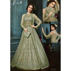 22003-C GREEN HEAVY EMBROIDERED INDIAN BRIDAL WEDDING READY MADE LEHENGA
