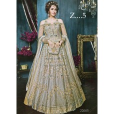 22005-B GREY HEAVY EMBROIDERED INDIAN BRIDAL READY MADE GOWN 