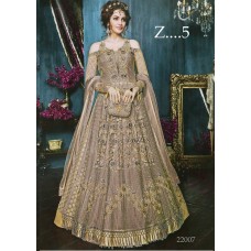22005-A NUDE HEAVY EMBROIDERED INDIAN BRIDAL WESTERN STYLE READY MADE GOWN